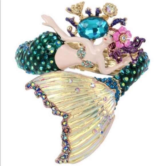 New Betsey Johnson Mermaid Hinged Bangle Bracelet - Picture 10 of 14